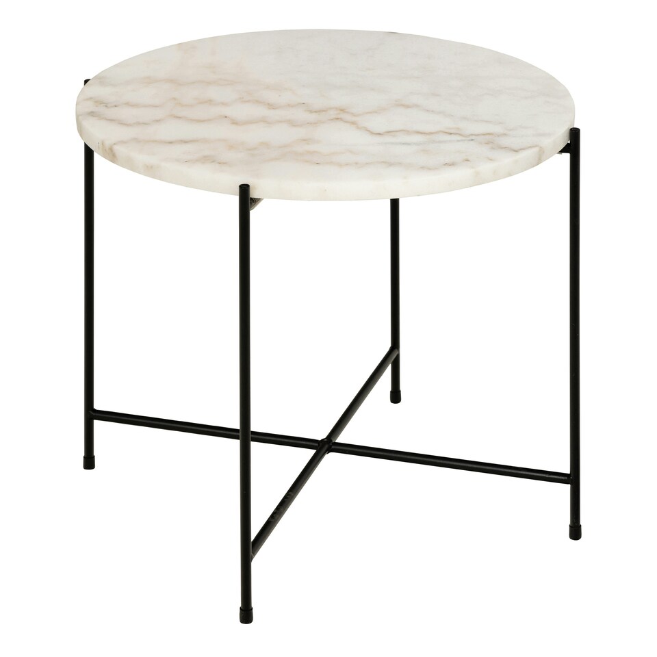 image 1 of Avila Side Table with White Marble Top 52x40cm