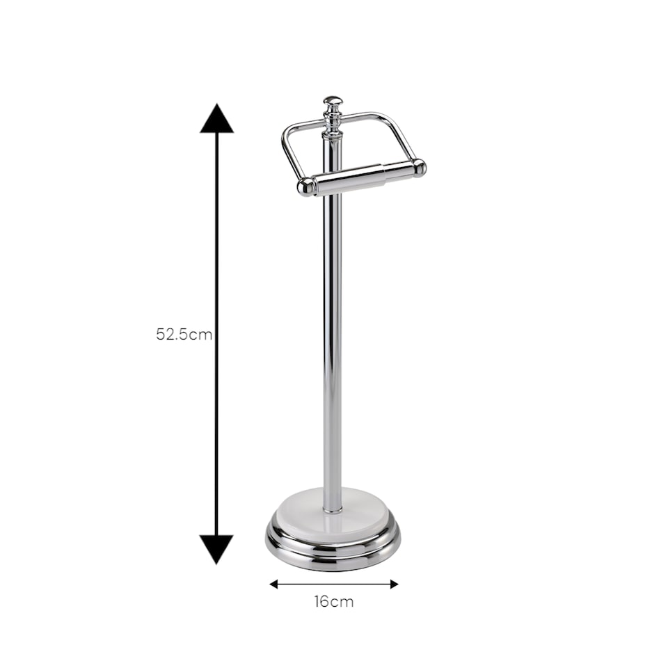 image 1 of Showerdrape Opera White/Chrome Freestanding Toilet Roll Holder | Multi | 1