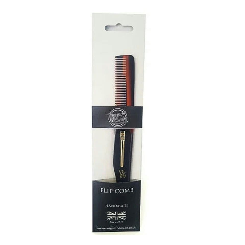 Morgan's Pomade Flip Large Comb, Ideal for Evenly Distributing Beard Oils and Grooming Short Hair Styles, Pocket Sized and Foldable, Made From Plant Cellulose