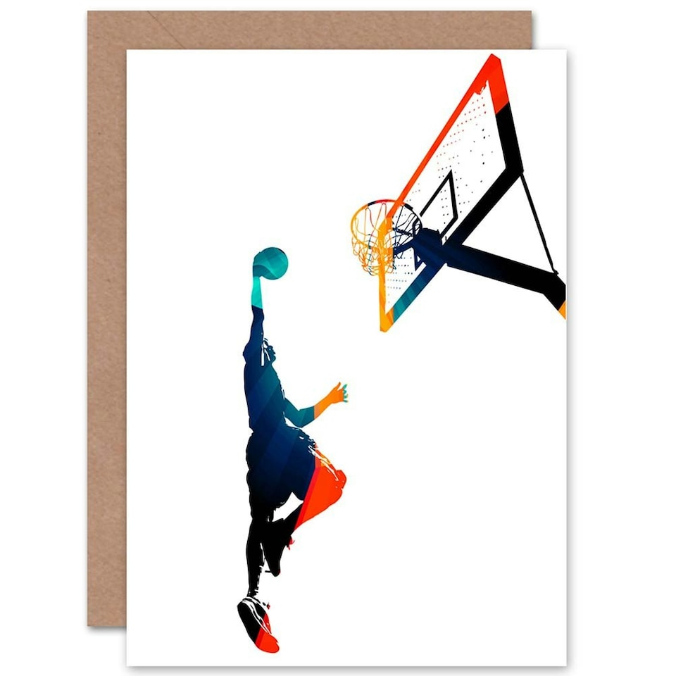 image 1 of Basketball Slam Dunk Hoop Kids Adult Birthday Card