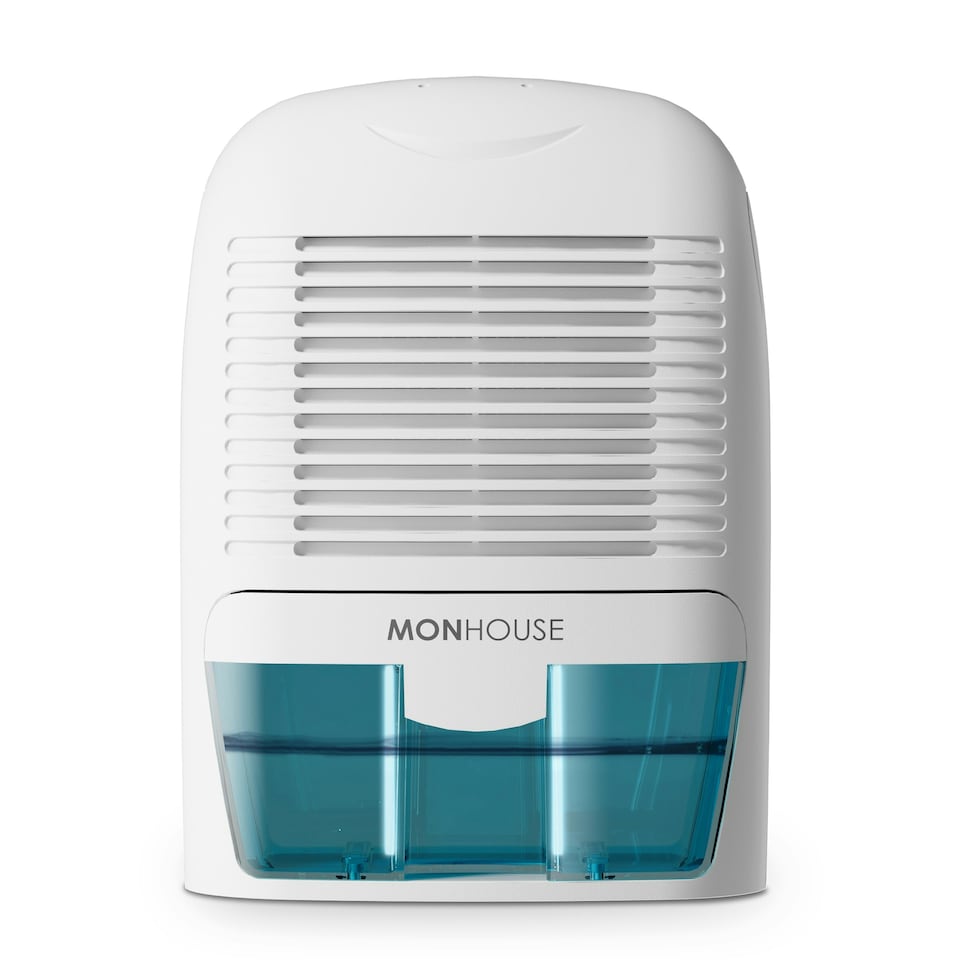 image 1 of MONHOUSE Dehumidifier 1500ml Portable, Compact & Quiet Moisture Absorber - Mini Air Dehumidifier for Home, Bedroom Damp - Electric Mould Remover - White/Blue
