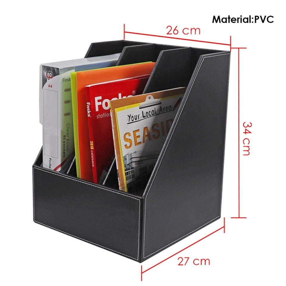image 1 of Desktop 3 Slot Magazine Holder Black Organiser 26 x 27 x 34cm