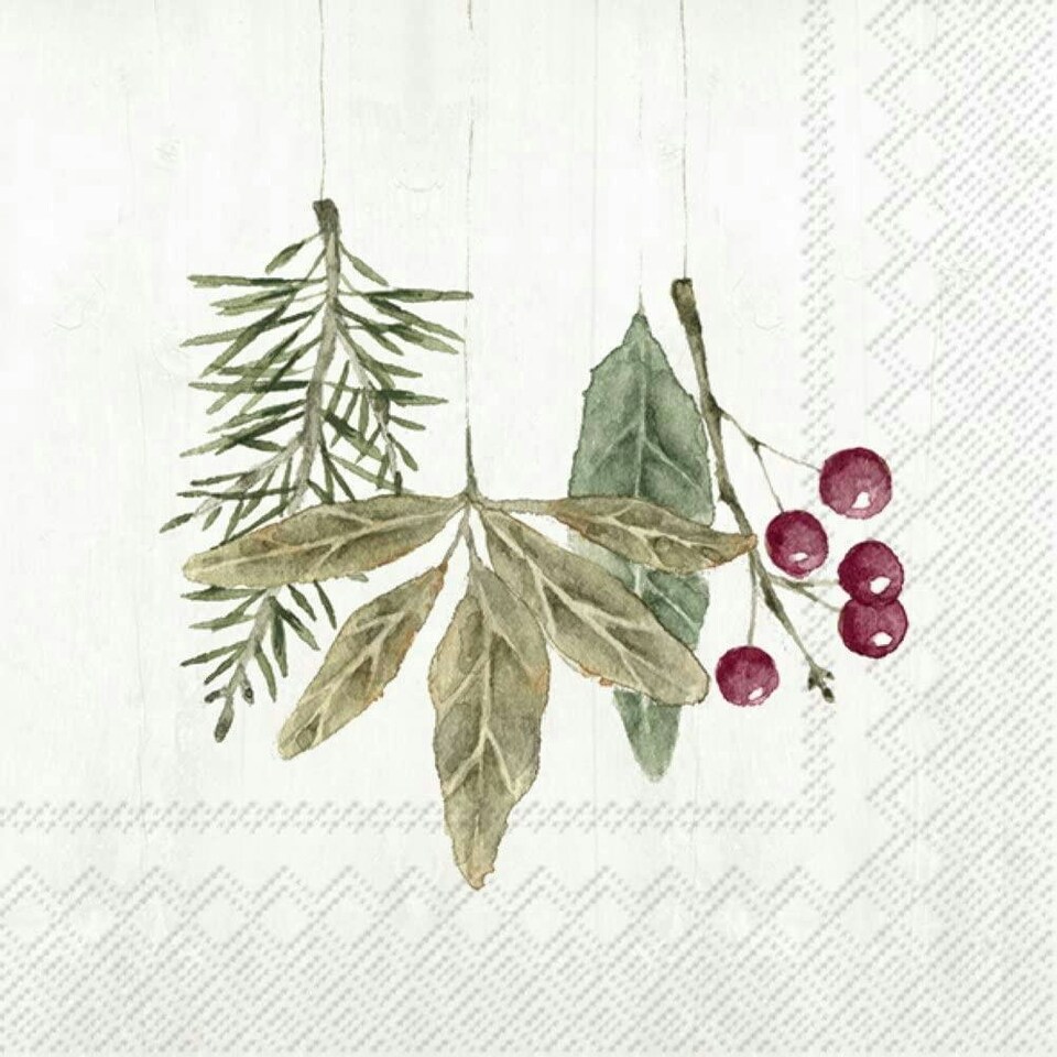 IHR Lunch Napkins Winter Cherish Cream&nbsp; 33cm 3ply 20 Pack