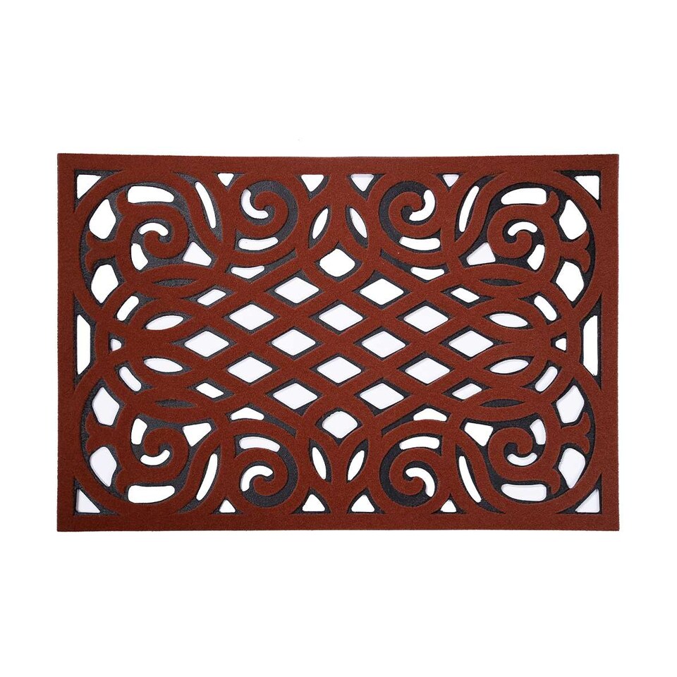 image 1 of Nicoman Victorian Style Rubber Outdoor Door Mat Red 60 x 40cm | Red | 61 x 41cm