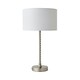image 4 of ValueLights Maeve White Drum Lamp Shade Brushed Chrome Bobbin Bobble Table Lamp and LED Bulb Silver