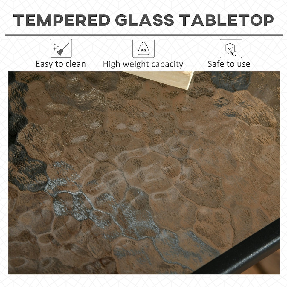 image 1 of Outsunny Square Patio Table, Tempered Glass Top Garden Dining Table