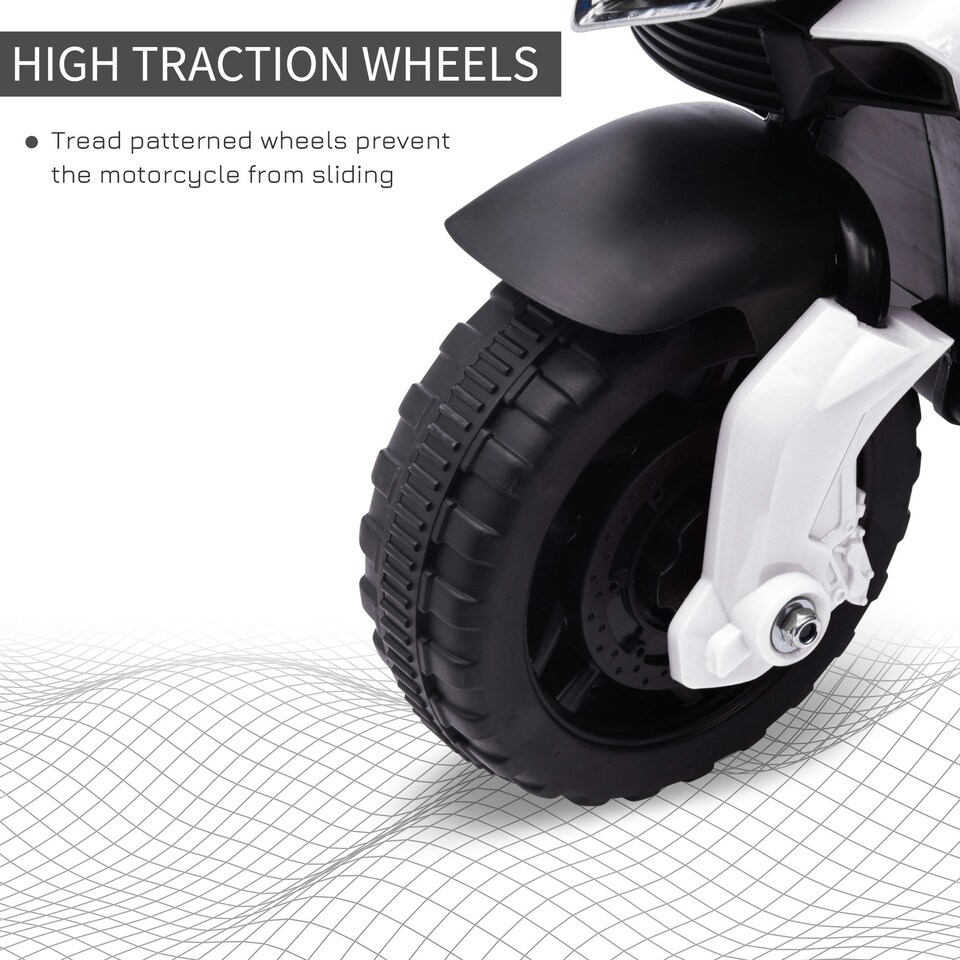 image 1 of HOMCOM Kids 6V Electric Motorcycle Ride-On Toy Battery 18 - 48 months White