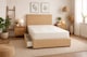 image 1 of Divan Bed Set Headboard and Footboard with Mattress 5ft Kingsize Coffee Suede Storage No Drawers