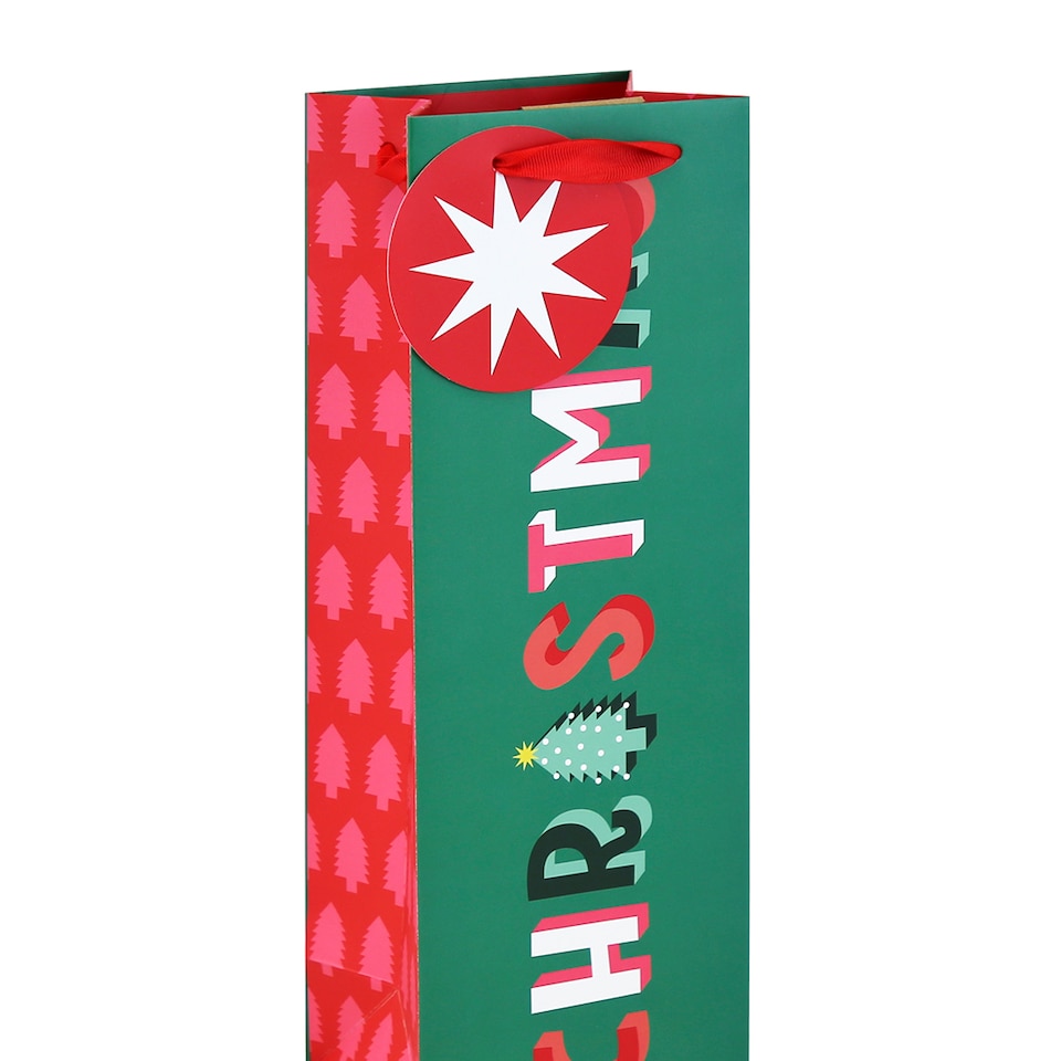 image 1 of Merry Christmas Bright Bottle Gift Bag 35cm