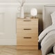 image 2 of Vida Designs Trega 3 Drawer Bedside Chest Bedroom Storage Unit, (H) 50cm x (W) 39cm x (D) 28cm, Pine