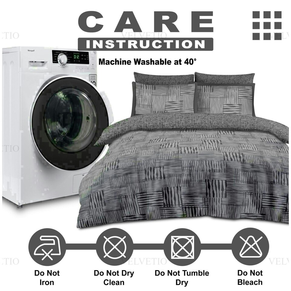 image 1 of Ryder Printed Duvet Cover Set Reversible Polycotton Beddings Grey | King