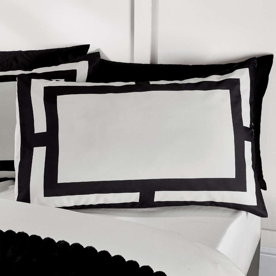 image 1 of Catherine Lansfield So Soft Mono Panel Duvet Cover Set | Cream | Cream/Black