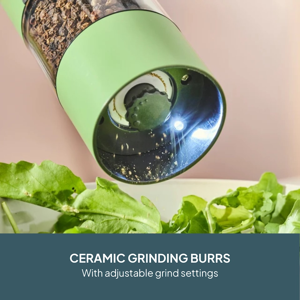 image 1 of Cooks Professional Rechargeable Salt and Pepper Mill Set with Bamboo Base
