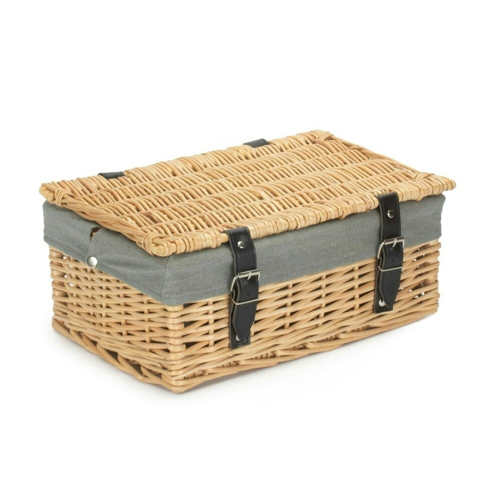 image 1 of 36cm Buff Wicker Empty Picnic Basket Grey | Grey | One Size