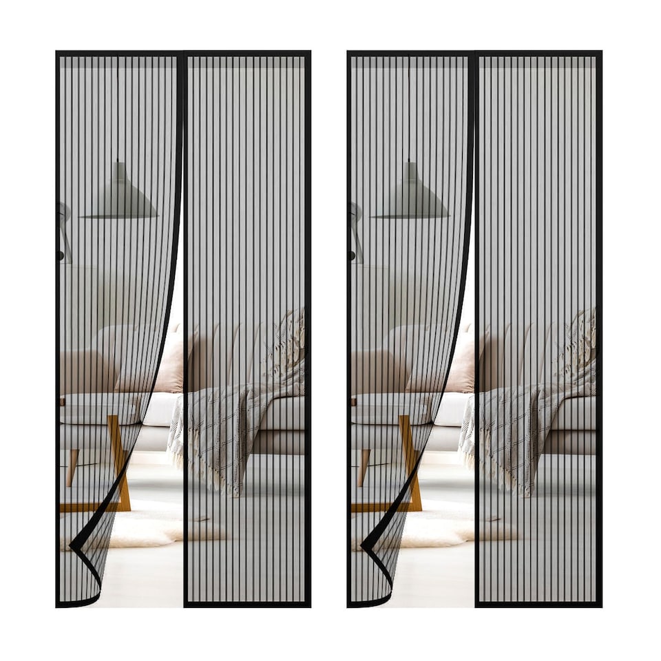 image 1 of GEEZY Set of 2 Magnetic Fly Door Screen 90x210cm Black