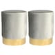 image 1 of Harbour Housewares Set Of 2 Grey Velvet Round Pouffes Ottoman Footrest Stools Compact Seating 29 x 36cm Grey