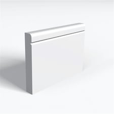 Pack of 5 (Total 5 Units) - MDF Primed Pencil Round 1 V Groove Skirting Board & Rebate - 15mm (T) x 194mm (H) x 3050mm (L)