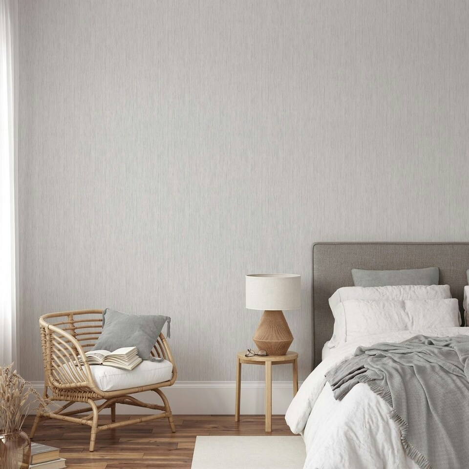 image 1 of Muriva Hudson Textured Wallpaper - Grey - 10m x 0.5m Cream