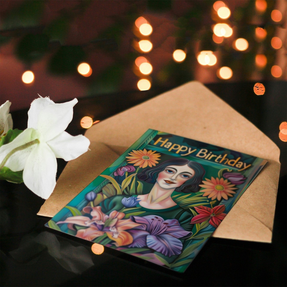 image 1 of Florist Flower Shop Oil Woman Her Birthday Card