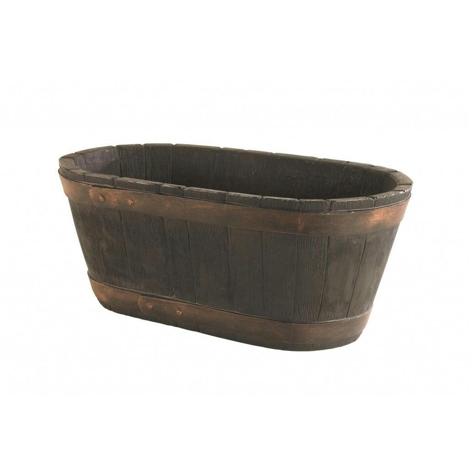 Sankey Barrel Planter - Brown - 60.5 x 34 x 25cm
