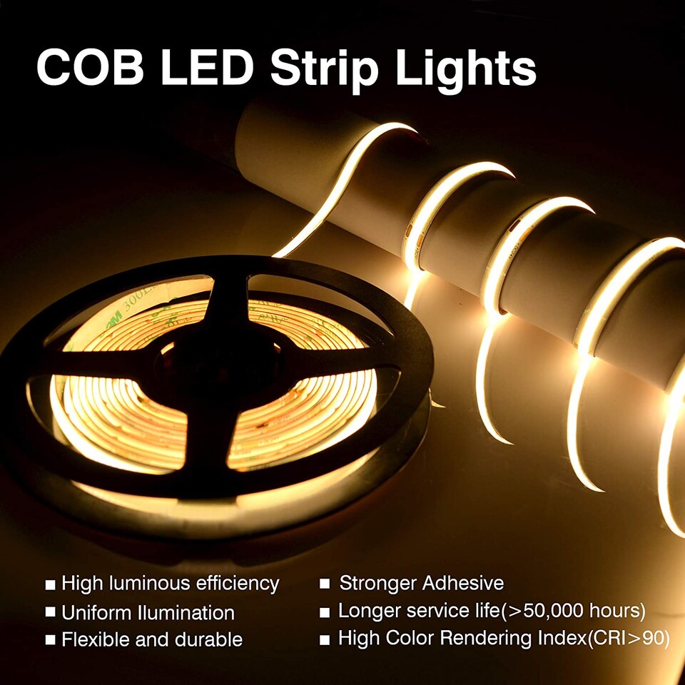 image 1 of 5 meters, 24V COB LED Strip Lights 4000K (Power Supply Not Included)