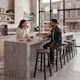 image 2 of Chef Vida Wooden Revolving Bar Stool, Black - Set of 2