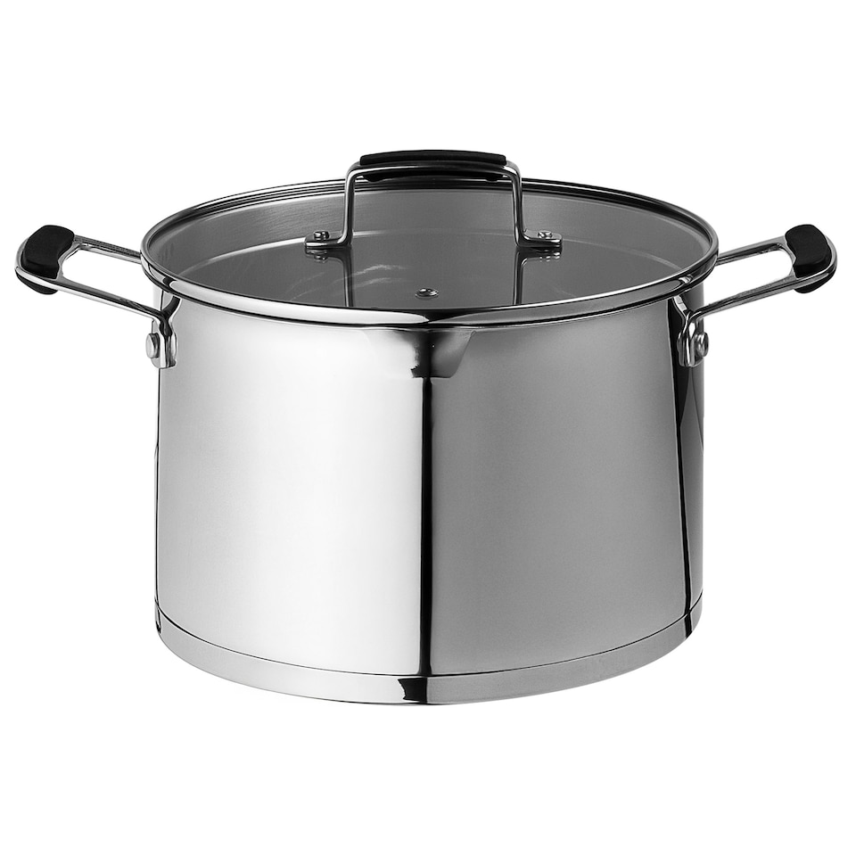 image 1 of Prochef 24cm Stainless Steel Stockpot with Glass Lid All Hob Cooking Pot