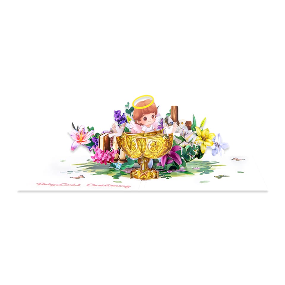 image 1 of Blessed Beginnings Girl’s Baptism 3D Pop Up Christning Card