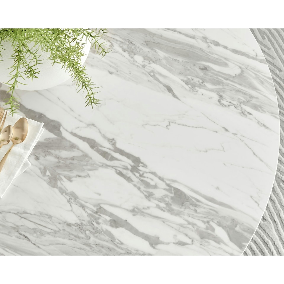 image 1 of Furniturebox Novara 120cm White Marble Effect Black Leg Table