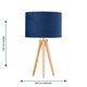 image 6 of Voyage - Light Oak Table Lamp or Bedside Light with Blue Velvet Shade | Brown | Blue | Large | 1