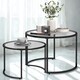 image 7 of Set Of 2 Round Black Nesting Tables With Tempered Glass Top