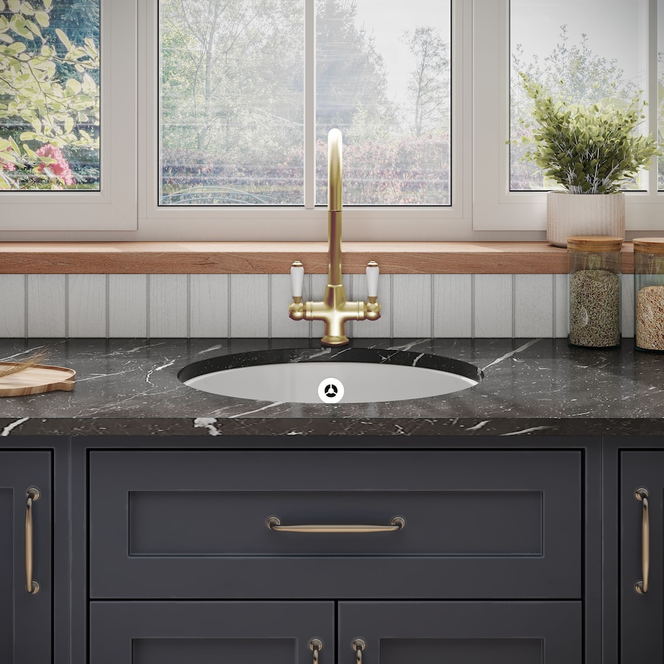 image 1 of Balterley Single Bowl Kitchen Sink Fireclay with Overflow - Set B