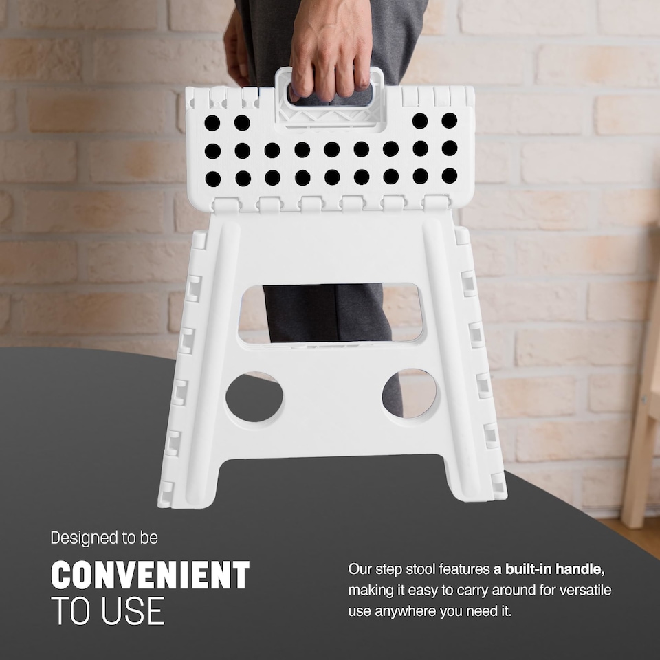 image 1 of Keplin Heavy Duty Folding Step Stool Non-Slip Plastic with Carry Handle, 13 Inch