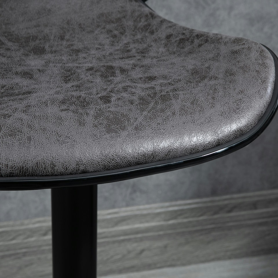 image 1 of HOMCOM Bar Stool Set of 2 PU Leather Adjustable Height Armless Chairs Dark Grey