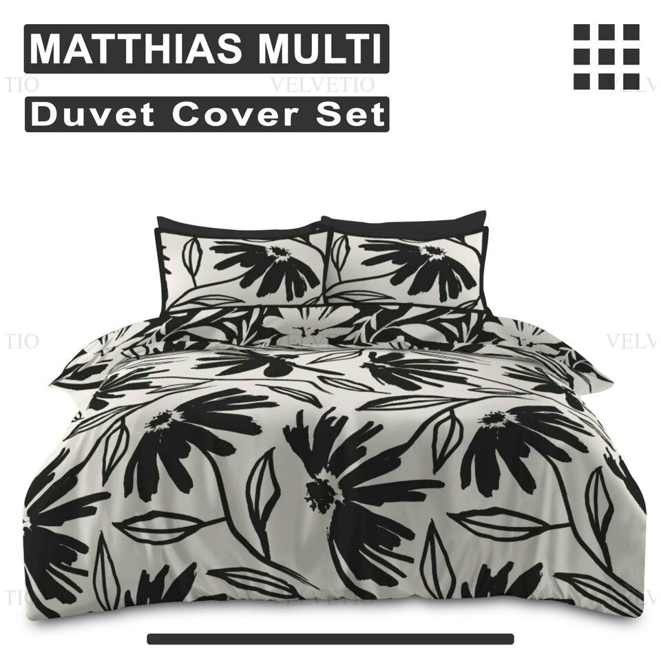 image 1 of VELVETIO Matthias Complete Duvet Cover Set with Fitted Sheet Breathable Bedding Quilt White | Single