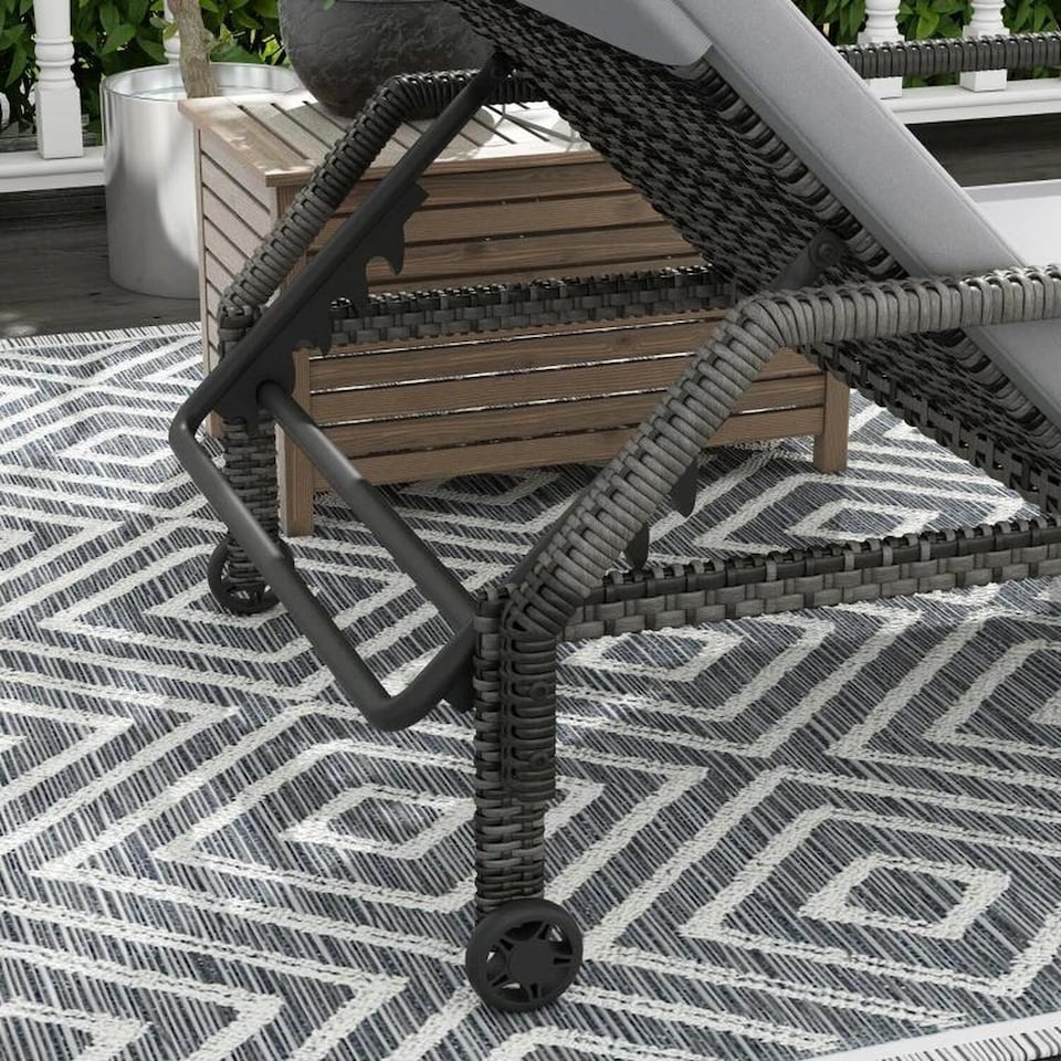 image 1 of Set of 2 Malibu Rattan Sun Loungers - Grey