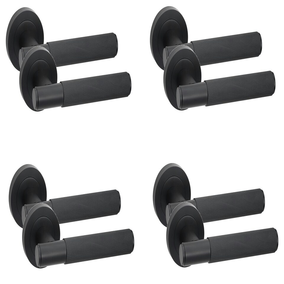 image 1 of Golden Grace 4 Pairs Knurled T-Bar Door Handles in Matt Black Finish Black