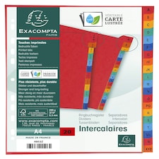 Exacompta - Ref 4803Z - Europa Collection - Printed Indices - Suitable for Use With A4 Documents, 225gsm Premium Pressboard, 20 Parts (A-Z) - Multicoloured