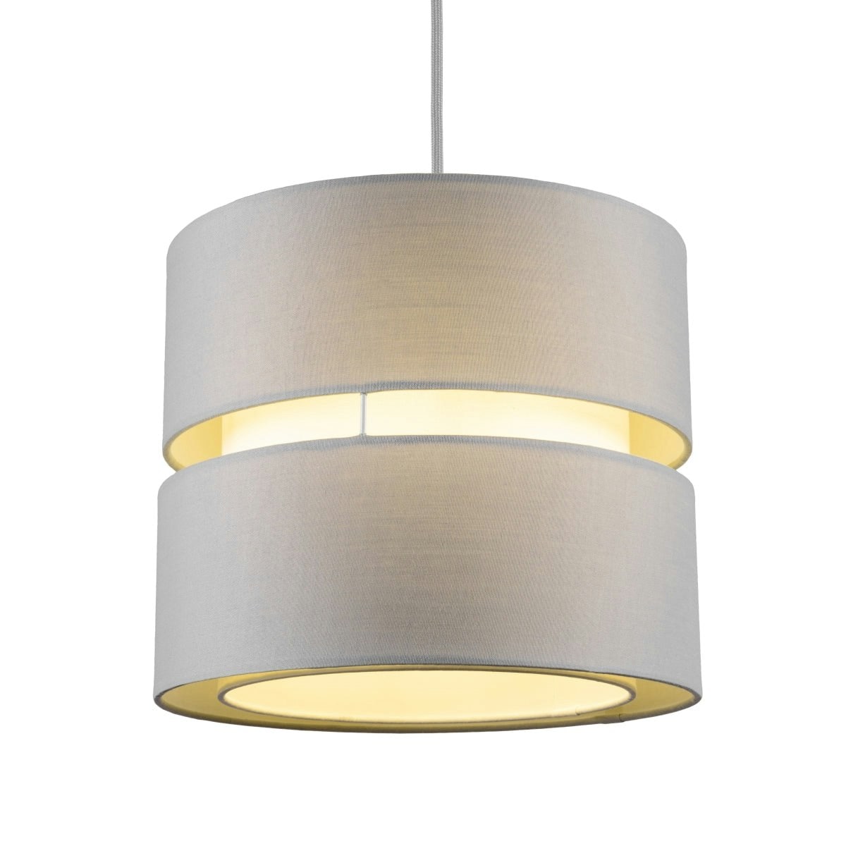 CGC Gayle Grey Two-Tier Fabric Lamp Shade, 22 x 26 cm Grey Grey Medium
