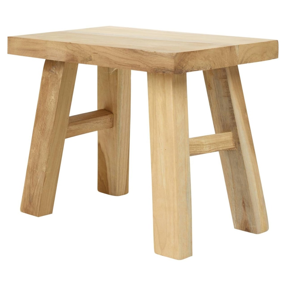 image 1 of Solid Teak Wood Side Table Stool Rustic Square Plant Stand | Brown | Brown | 1
