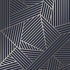 Sample of Wingate Geometric Wallpaper in Blue and Gold Multi