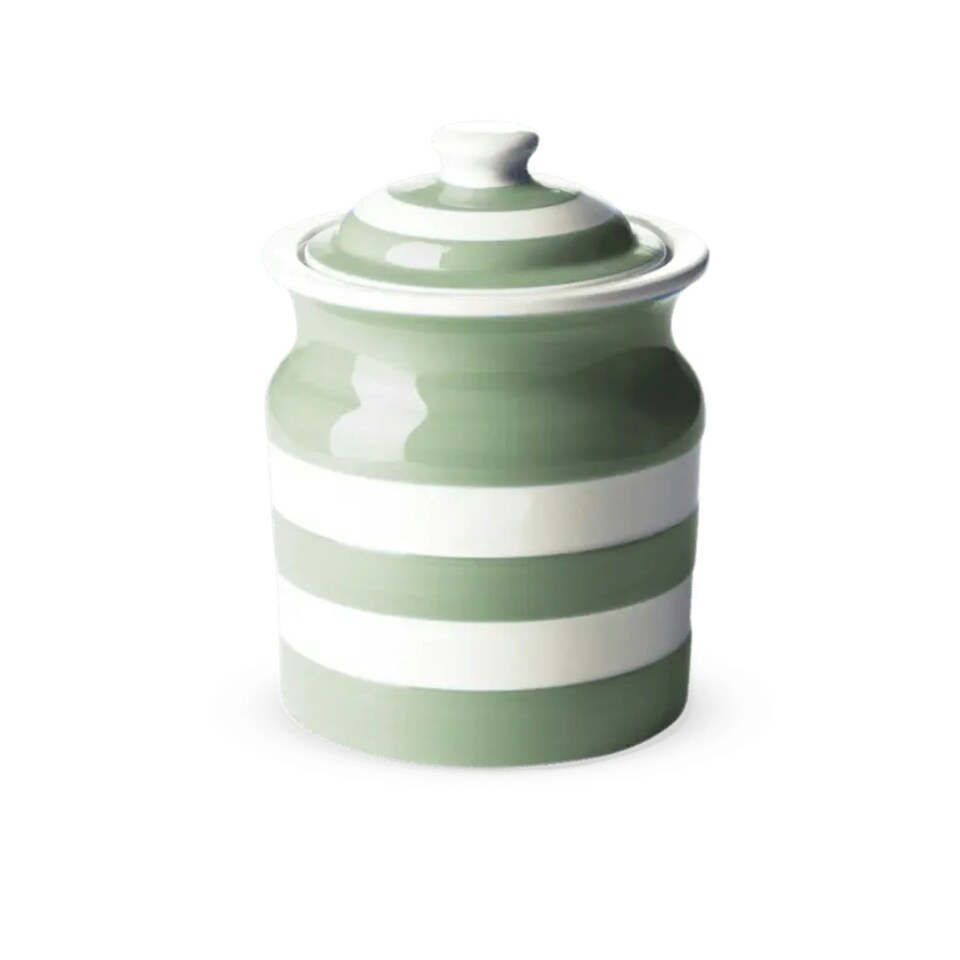 image 1 of Storage Jar: Cornishware Large Plain Storage Jar 168cl, Willow Green White