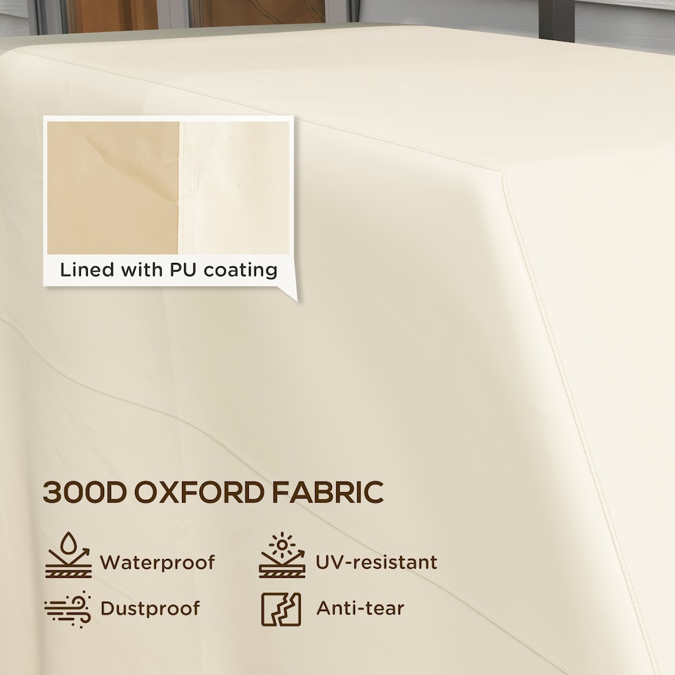 image 1 of Outsunny BBQ Cover for Rectangular Gas Grill, 300D Oxford Fabric Barbecue Covers, Waterproof UV Protection Rip-Proof, with Windproof Buckles, Beige, 188 x 71 x 125cm
