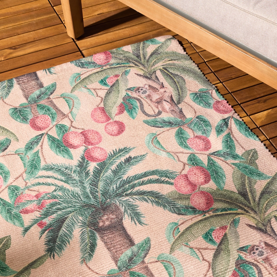 image 1 of Furn Monkey Palm Indoor/Outdoor Rug | Orange | Papaya