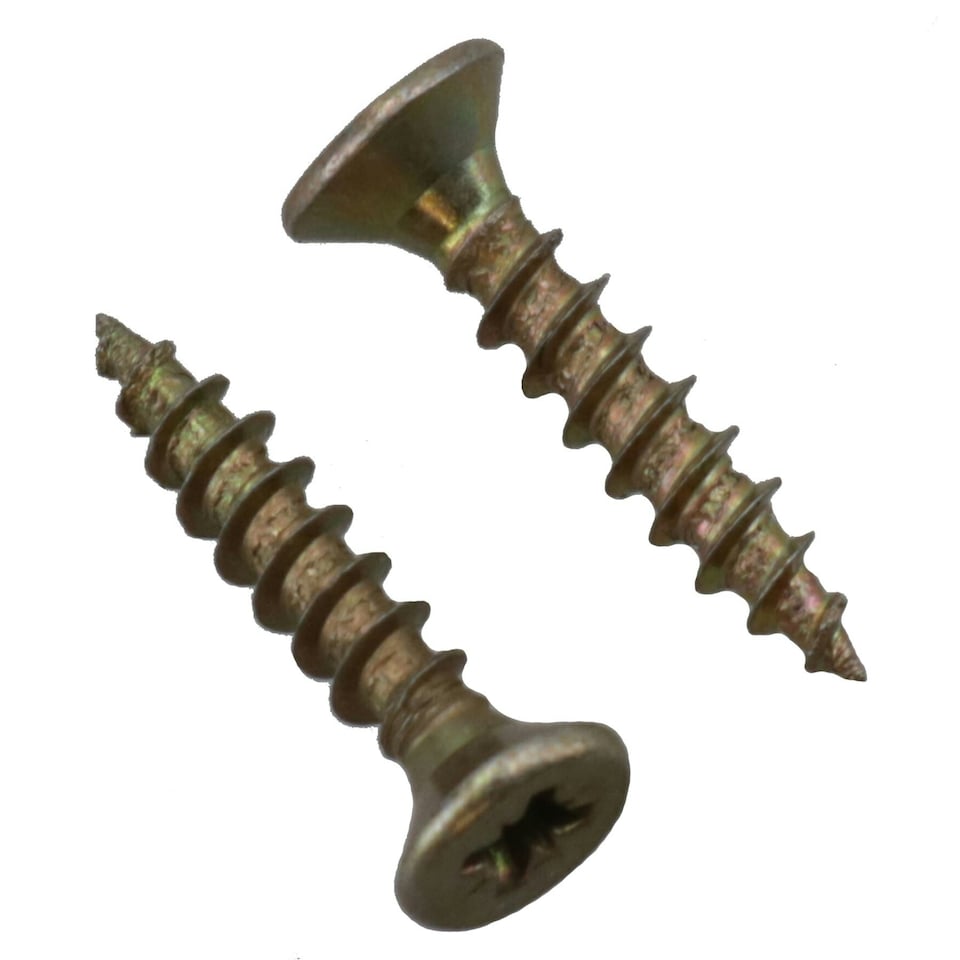 image 1 of 3mm x 16mm Countersunk Wood Chipboard Screw Fasteners PZ1 Drive 30pc
