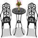 image 1 of Centurion Supports BANGUI Black Garden and Patio Table and 2 Chairs Cast Aluminium Bistro Set