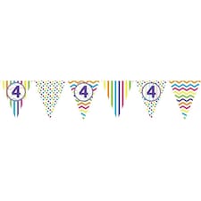 Creative Party Paper Patterned 4th Birthday Banner - Multicoloured - One Size