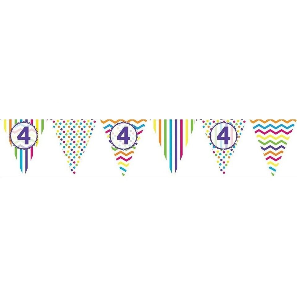 Creative Party Paper Patterned 4th Birthday Banner - Multicoloured - One Size