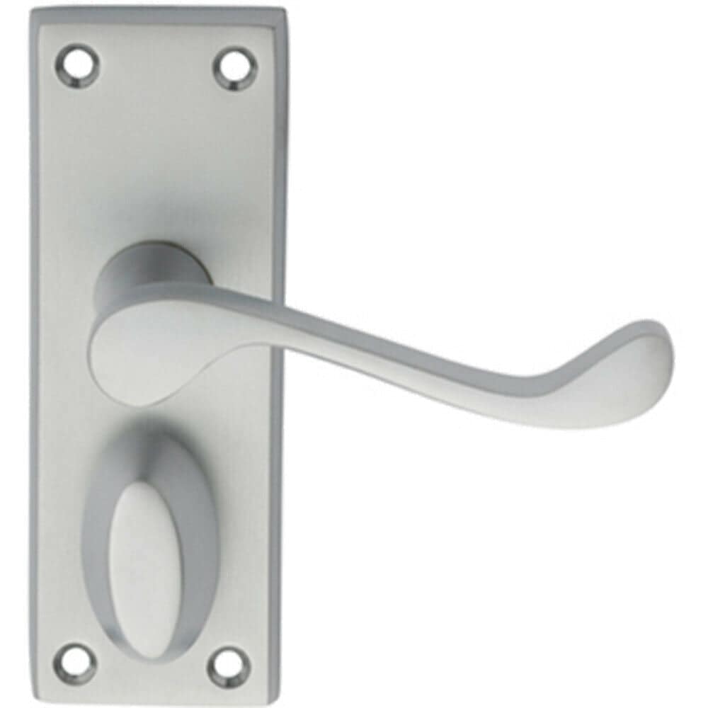 Loops PAIR Victorian Scroll Handle on Privacy Backplate 118 x 43mm Satin Chrome