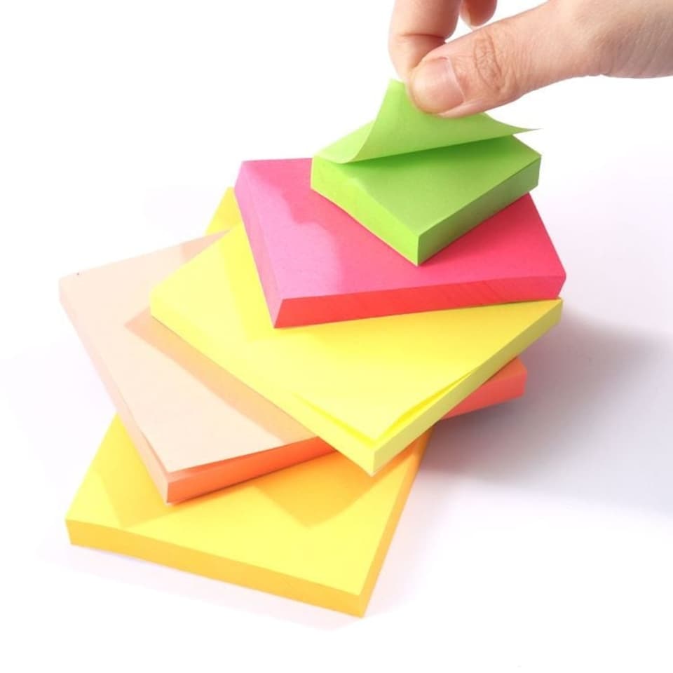 image 1 of Single Pack of 100 Sheets Fluorescent Green Color Sticky Notes 37.5x50mm | Green